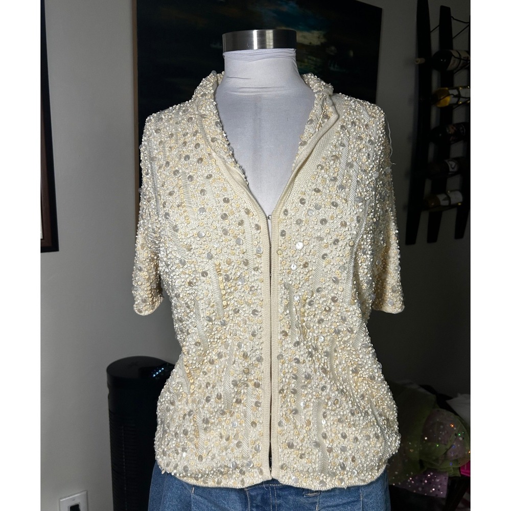 RARE Archive Ports 1961 Beaded Sequin Embellished Jacket Sz 5 Silk Lined Luxury